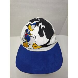 Vintage Disney Donald Duck Snapback Hat Goofy’s Hat Co. White Blue 90s Rare